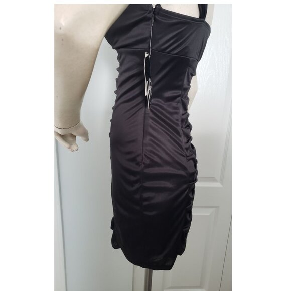 BNWT Love Tease Black Satin Short Dress Semi Formal Size 5 Ruched front and back - Picture 5 of 12